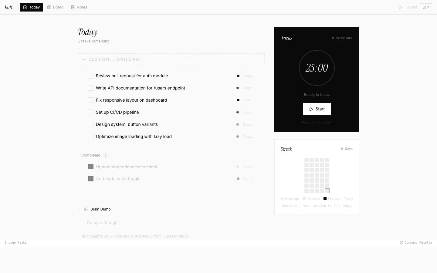 Kōji — Productivity OS